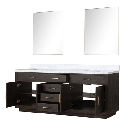 Abbey 84 in W x 22 in D Brown Oak Double Bath Vanity