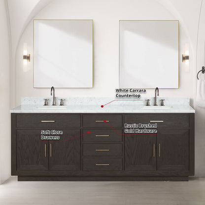 Abbey 84 in W x 22 in D Brown Oak Double Bath Vanity