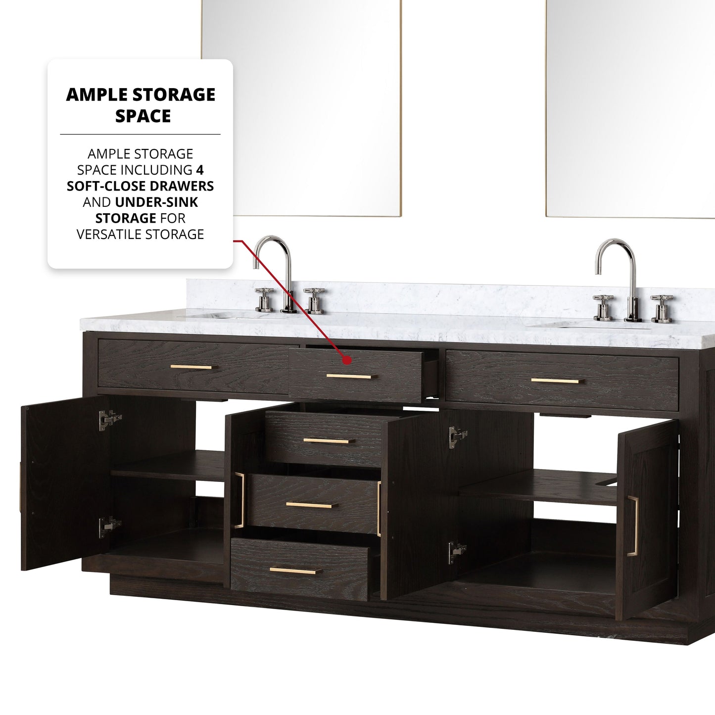 Abbey 84 in W x 22 in D Brown Oak Double Bath Vanity