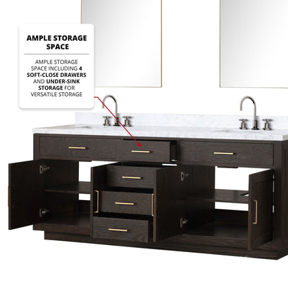 Abbey 84 in W x 22 in D Brown Oak Double Bath Vanity