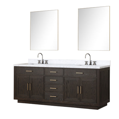 Abbey 84 in W x 22 in D Brown Oak Double Bath Vanity