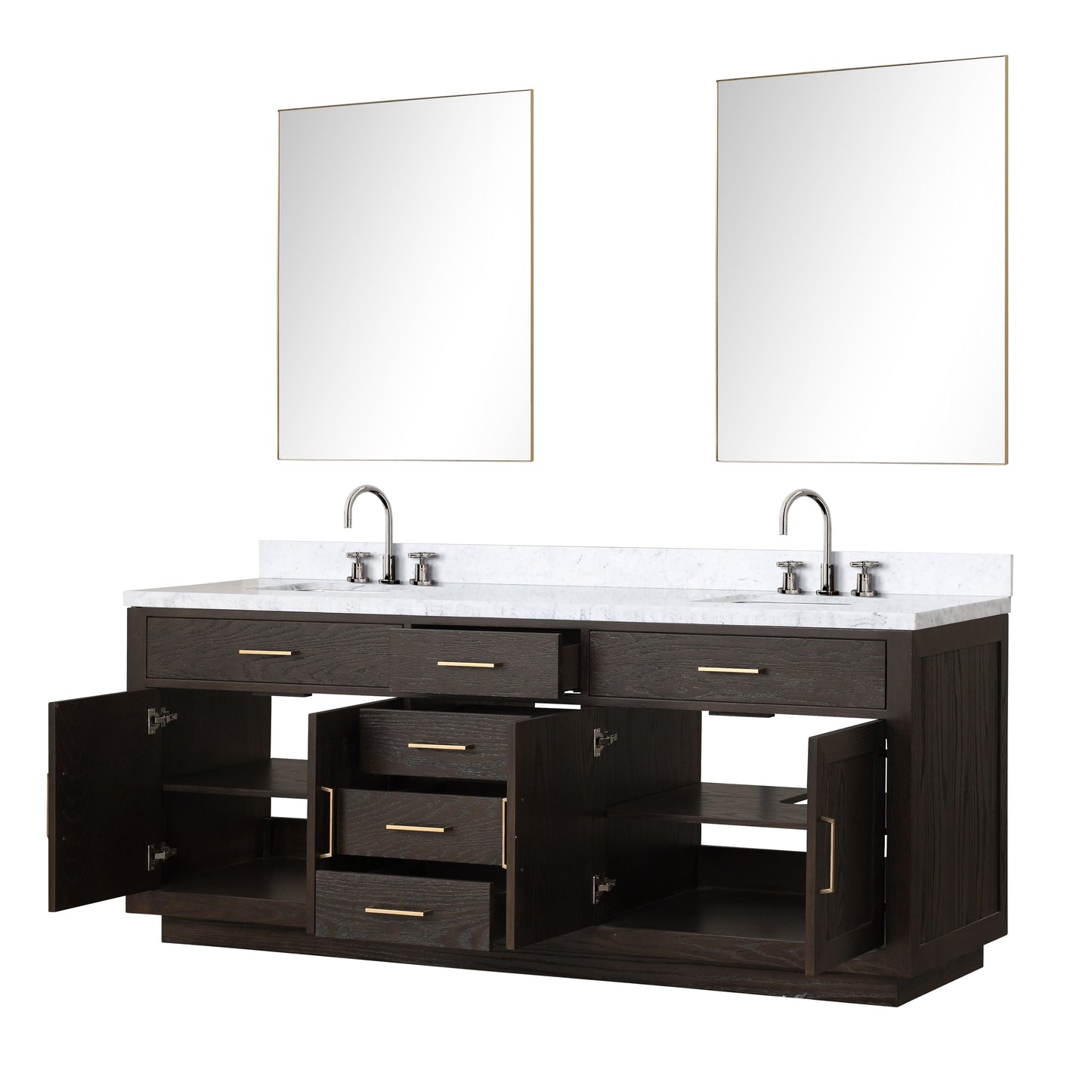 Abbey 84 in W x 22 in D Brown Oak Double Bath Vanity