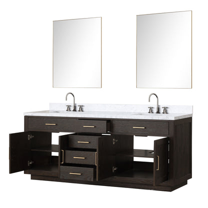 Abbey 84 in W x 22 in D Brown Oak Double Bath Vanity