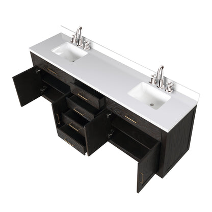 Abbey 84 in W x 22 in D Brown Oak Double Bath Vanity