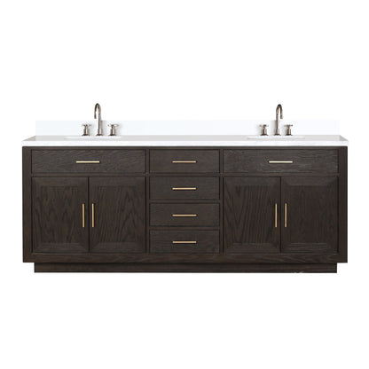 Abbey 84 in W x 22 in D Brown Oak Double Bath Vanity