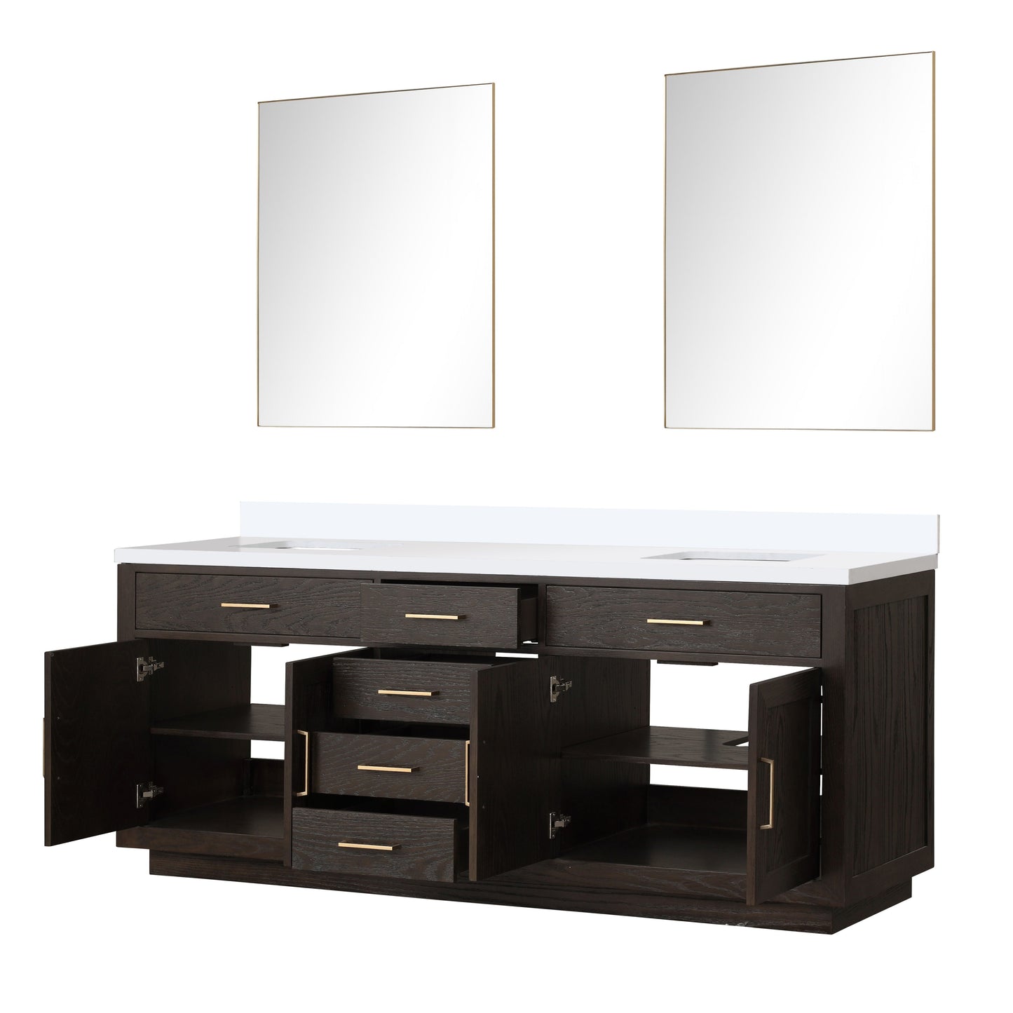 Abbey 84 in W x 22 in D Brown Oak Double Bath Vanity
