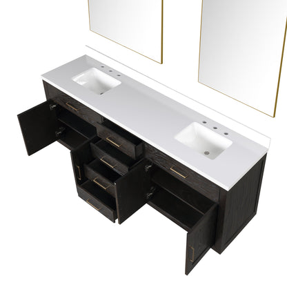 Abbey 84 in W x 22 in D Brown Oak Double Bath Vanity