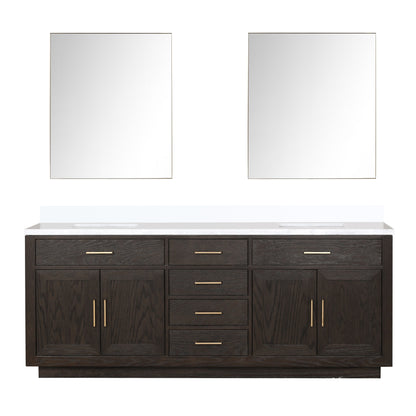 Abbey 84 in W x 22 in D Brown Oak Double Bath Vanity