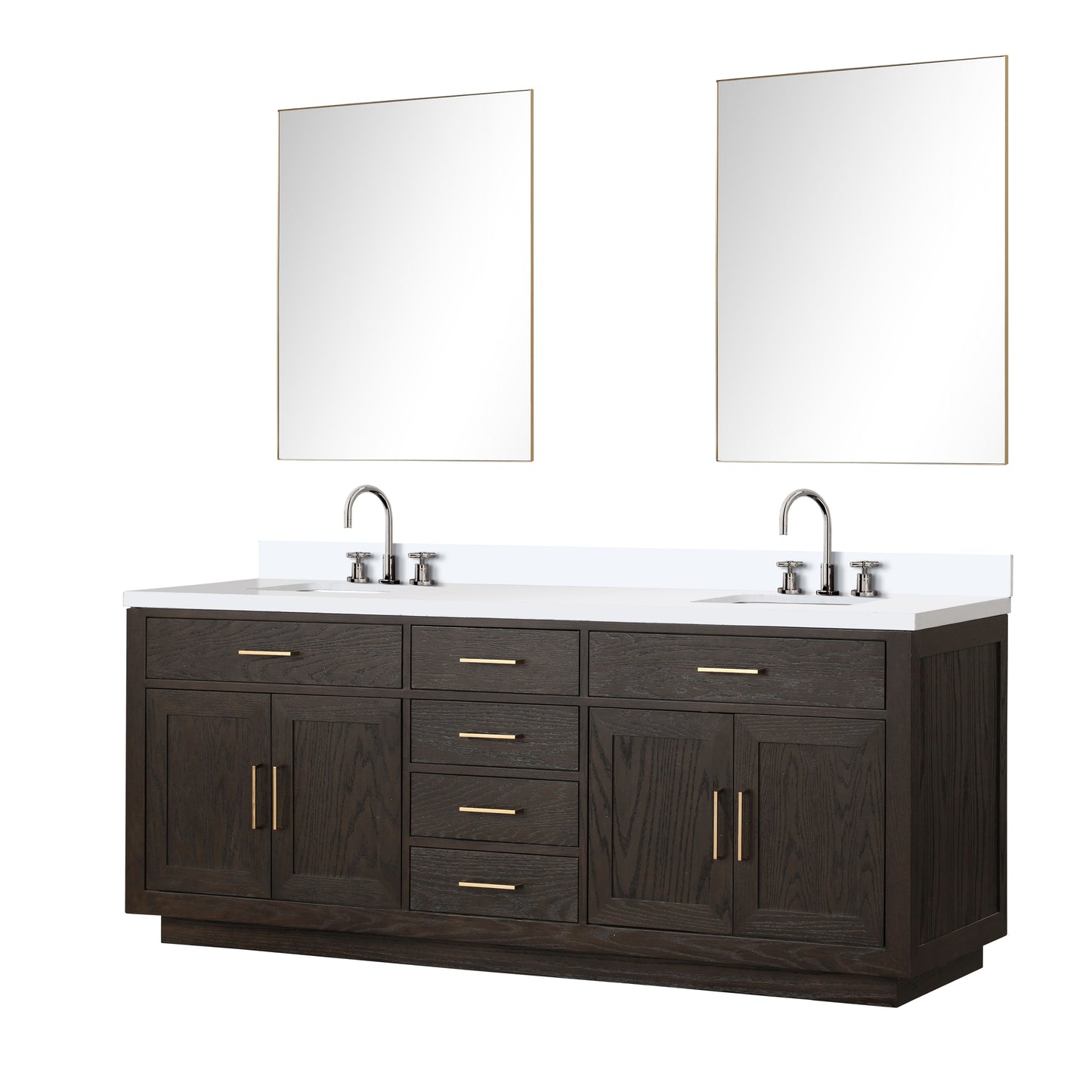 Abbey 84 in W x 22 in D Brown Oak Double Bath Vanity