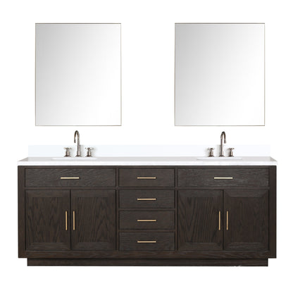 Abbey 84 in W x 22 in D Brown Oak Double Bath Vanity