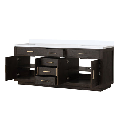 Abbey 84 in W x 22 in D Brown Oak Double Bath Vanity