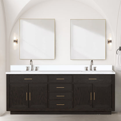 Abbey 84 in W x 22 in D Brown Oak Double Bath Vanity