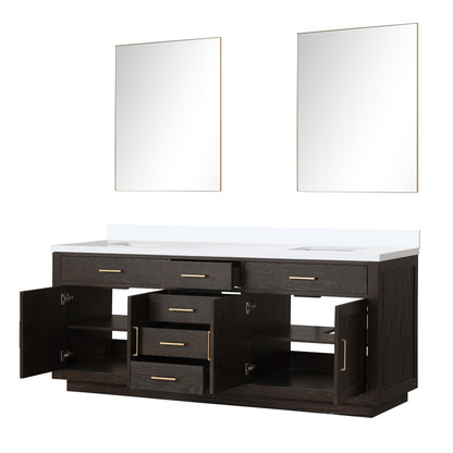 Abbey 84 in W x 22 in D Brown Oak Double Bath Vanity