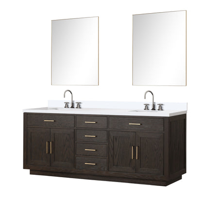 Abbey 84 in W x 22 in D Brown Oak Double Bath Vanity