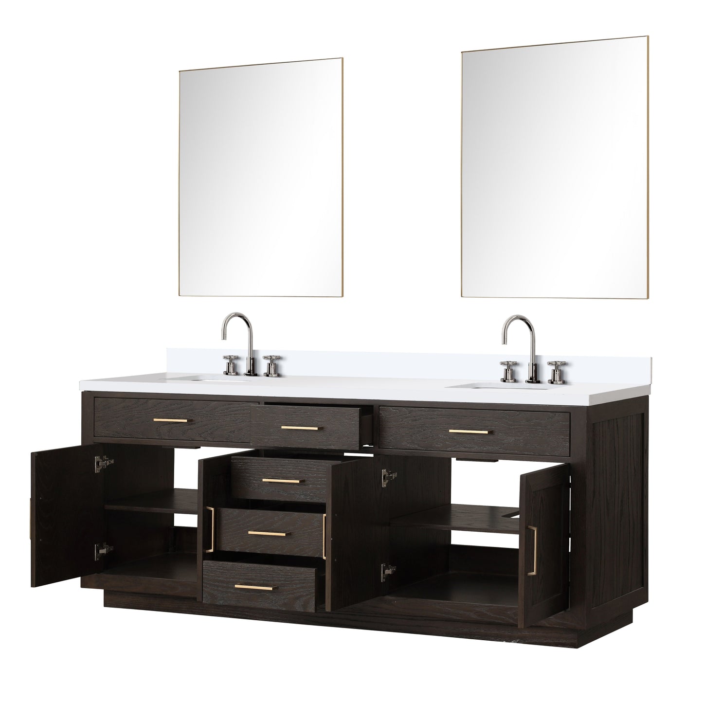 Abbey 84 in W x 22 in D Brown Oak Double Bath Vanity