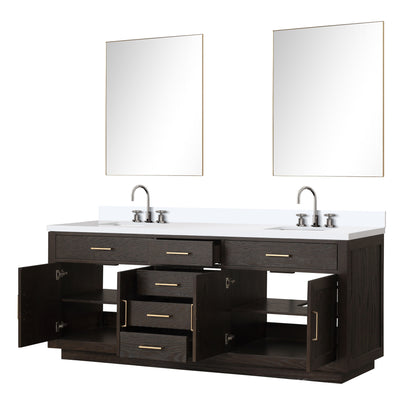 Abbey 84 in W x 22 in D Brown Oak Double Bath Vanity