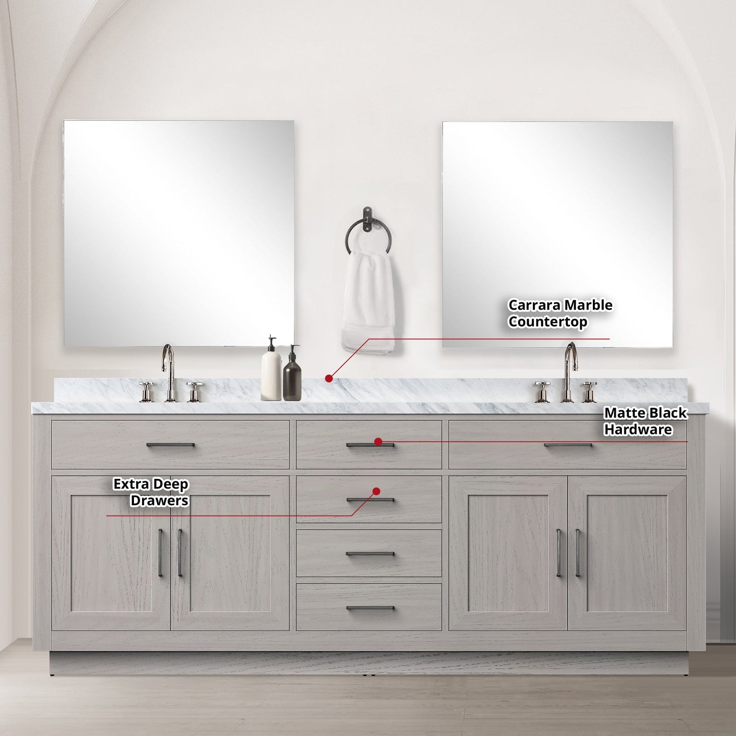 Abbey 84 in W x 22 in D White Oak Double Bath Vanity