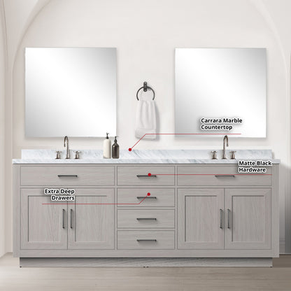 Abbey 84 in W x 22 in D White Oak Double Bath Vanity