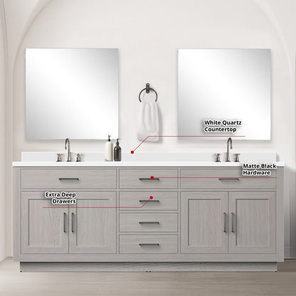 Abbey 84 in W x 22 in D White Oak Double Bath Vanity