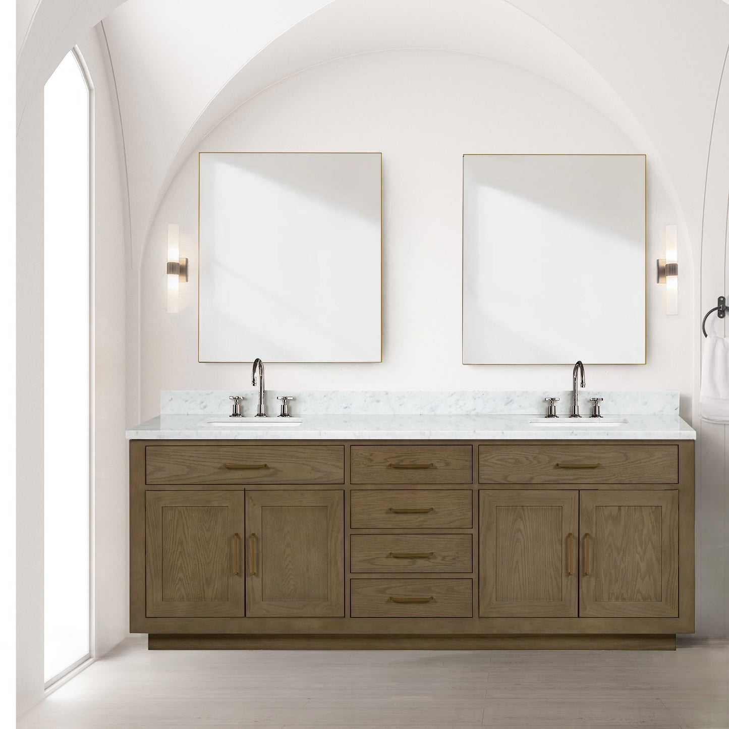 Abbey 84 in W x 22 in D Grey Oak Double Bath Vanity