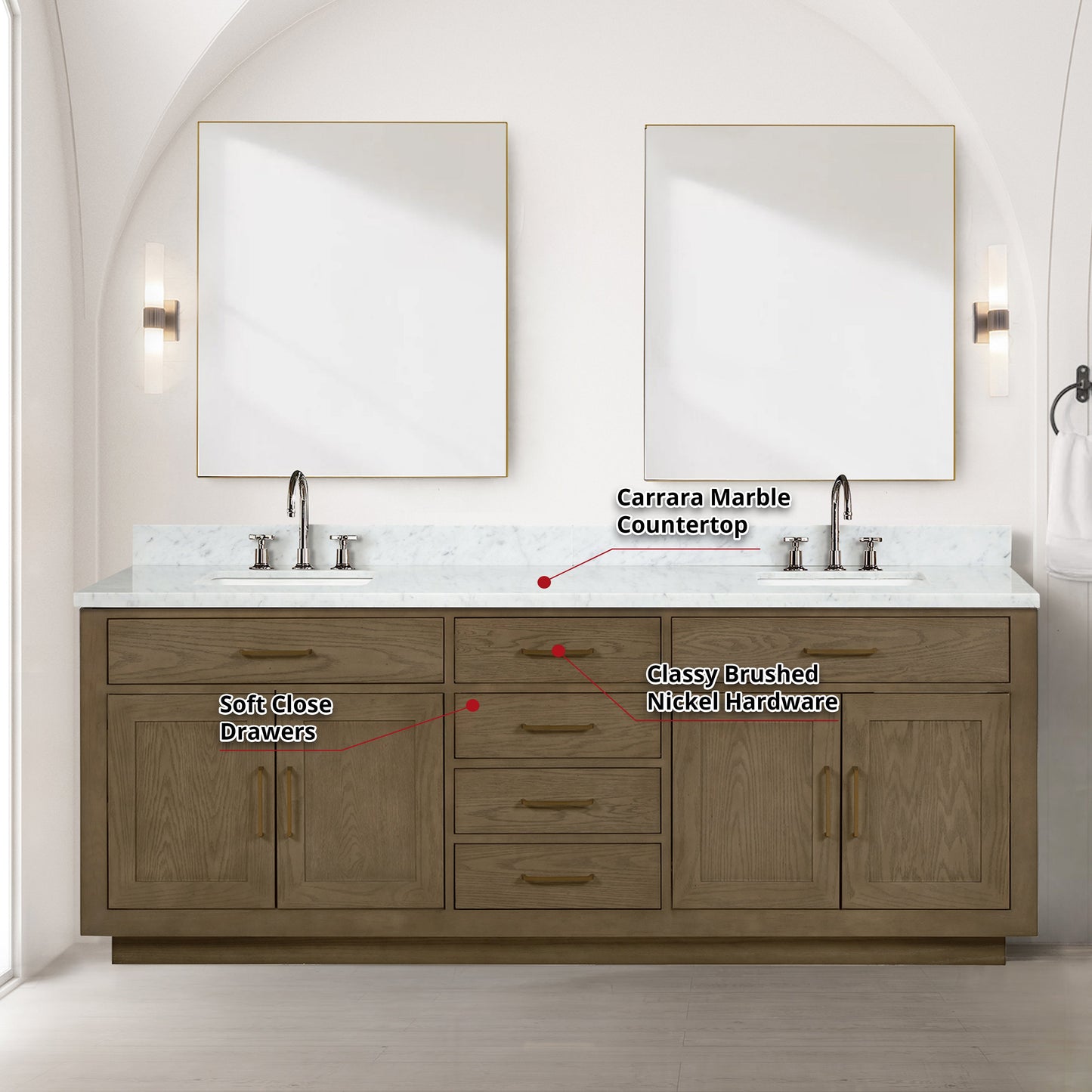 Abbey 84 in W x 22 in D Grey Oak Double Bath Vanity