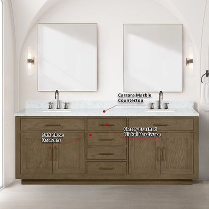 Abbey 84 in W x 22 in D Grey Oak Double Bath Vanity