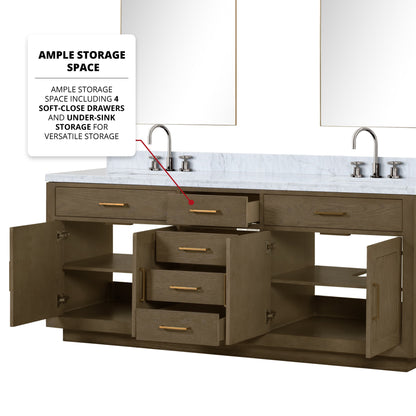 Abbey 84 in W x 22 in D Grey Oak Double Bath Vanity