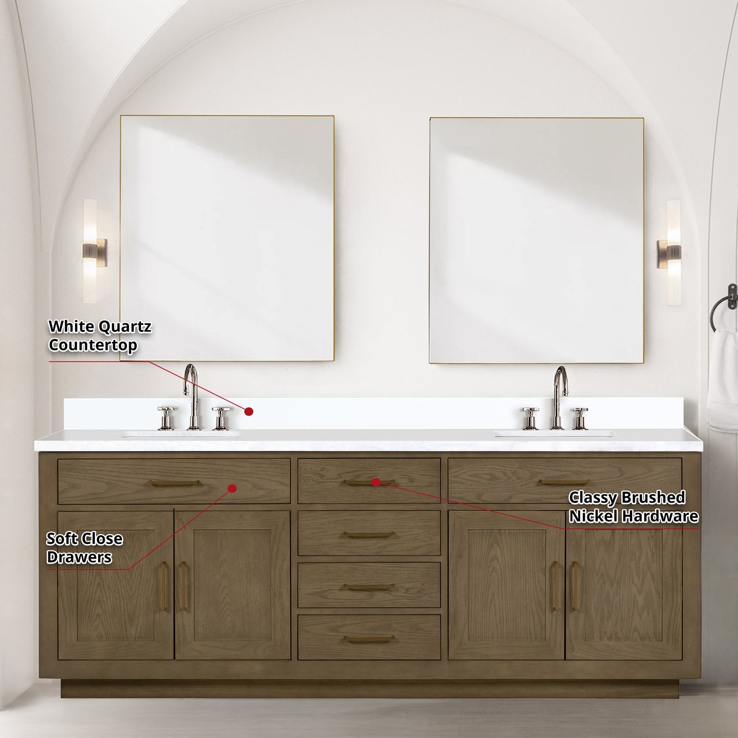 Abbey 84 in W x 22 in D Grey Oak Double Bath Vanity