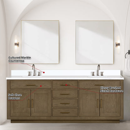 Abbey 84 in W x 22 in D Grey Oak Double Bath Vanity
