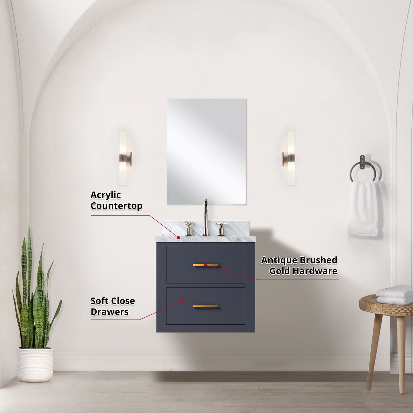 Castor 20 in W x 18 in D Blue Single Bath Vanity