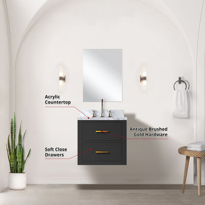 Castor 20 in W x 18 in D Black Single Bath Vanity