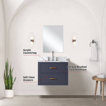 Castor 24 in W x 18 in D Blue Single Bath Vanity