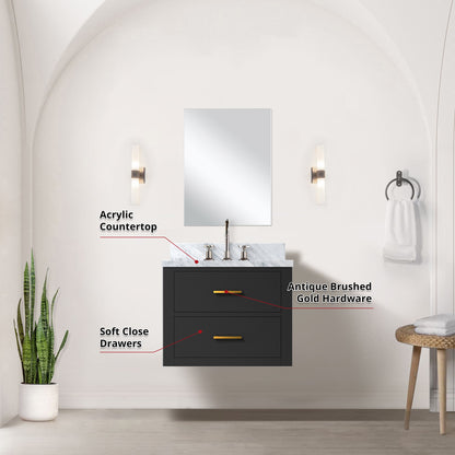 Castor 24 in W x 18 in D Black Single Bath Vanity