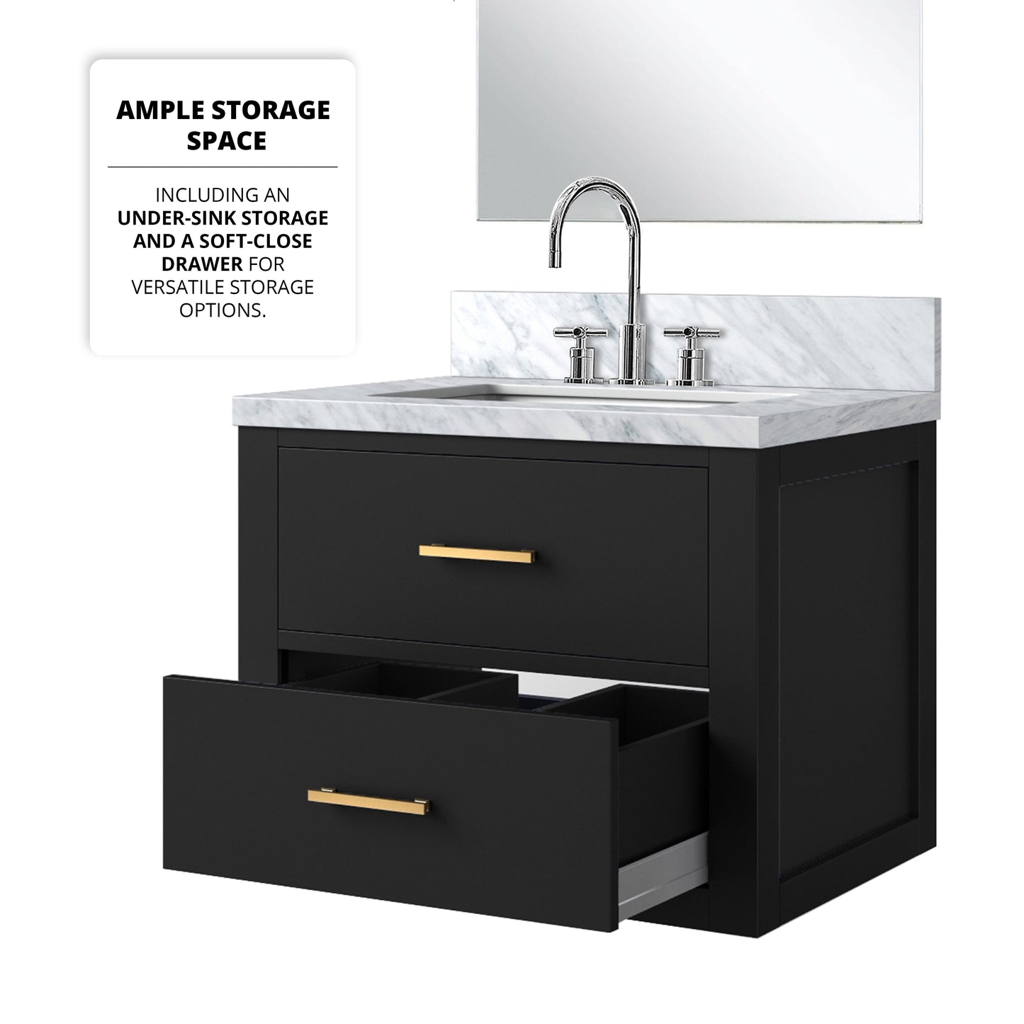 Castor 24 in W x 18 in D Black Single Bath Vanity