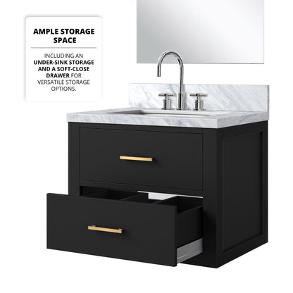Castor 24 in W x 18 in D Black Single Bath Vanity