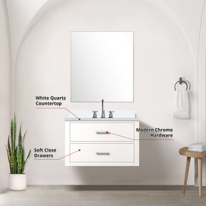 Castor 30 in W x 22 in D White Single Bath Vanity