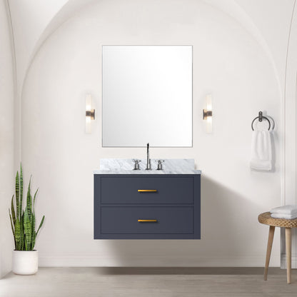 Castor 30 in W x 22 in D Blue Single Bath Vanity