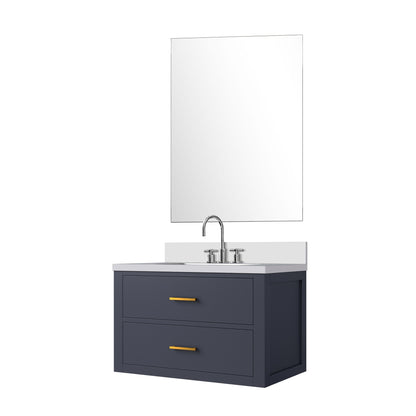 Castor 30 in W x 22 in D Blue Single Bath Vanity