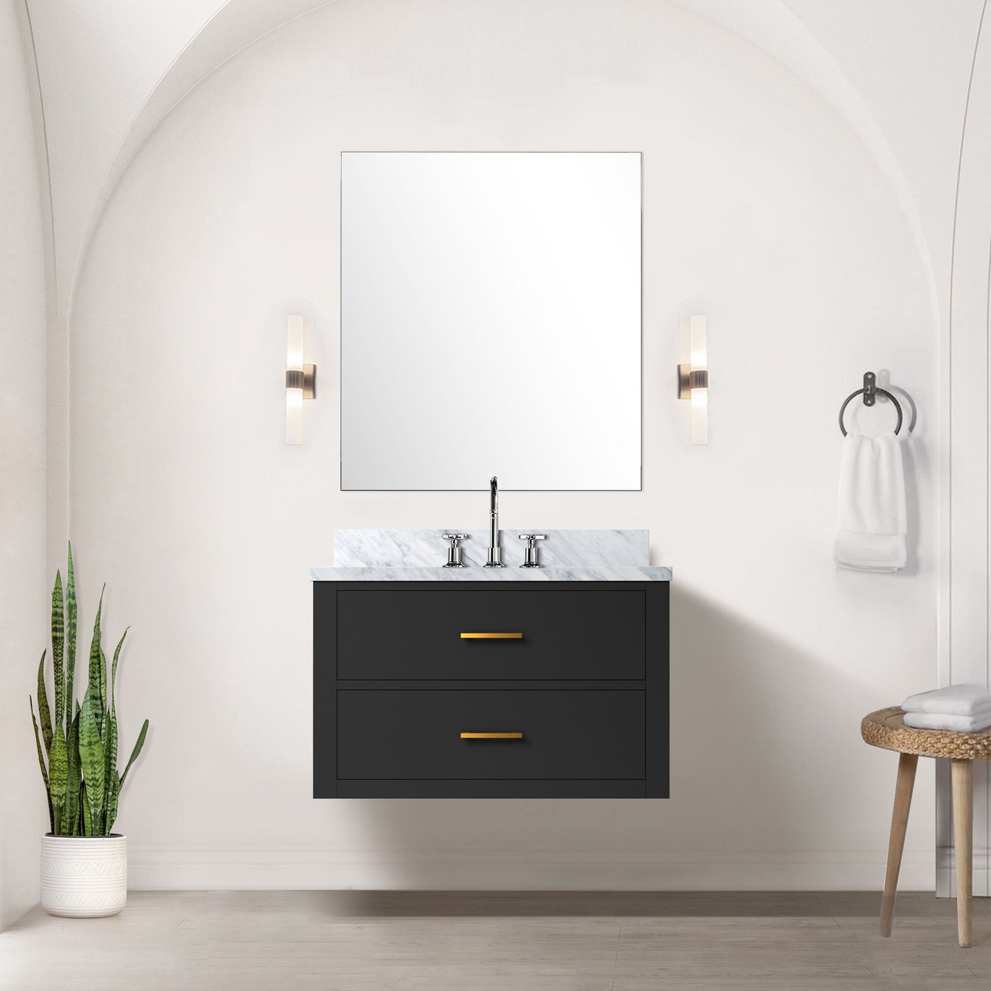 Castor 30 in W x 22 in D Black Double Bath Vanity