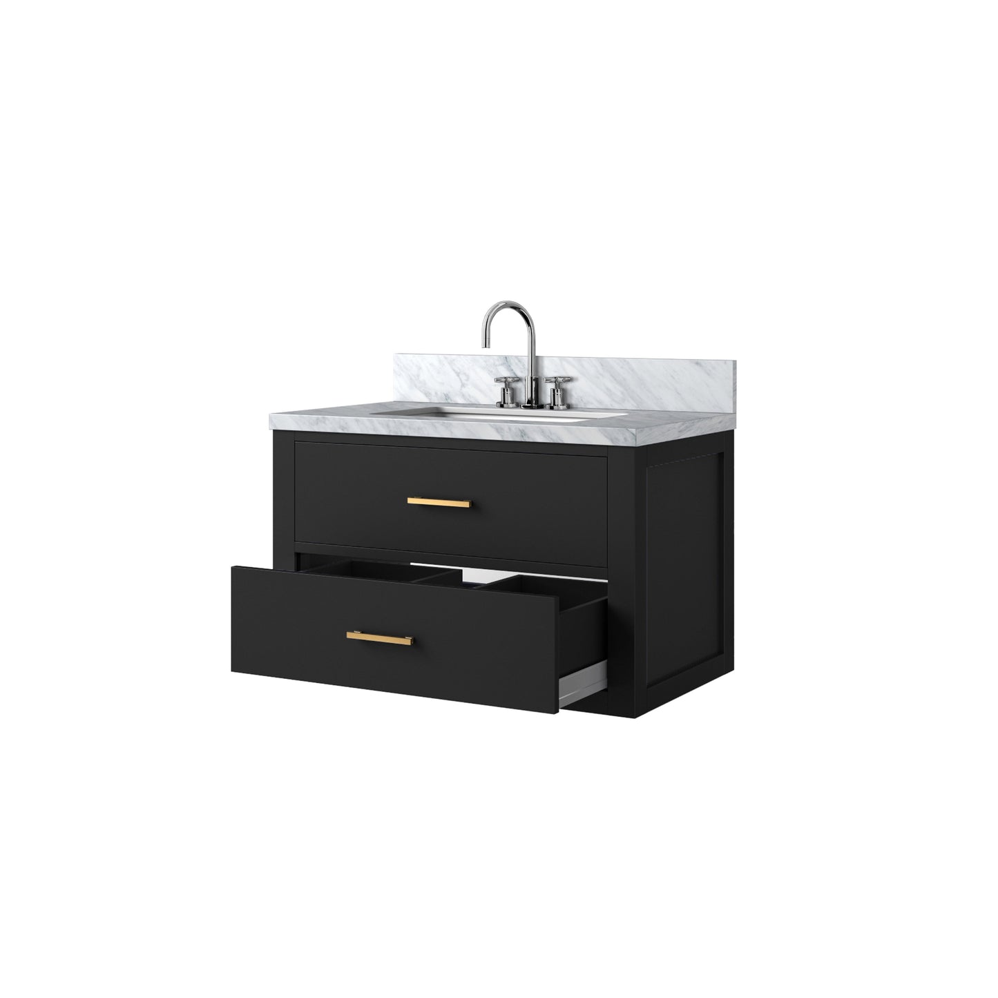 Castor 30 in W x 22 in D Black Double Bath Vanity