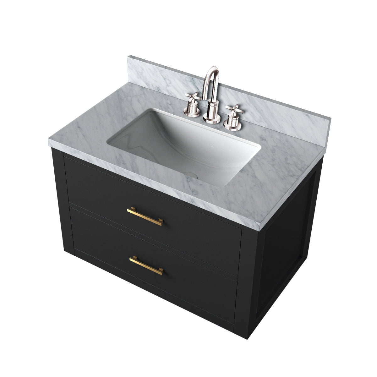 Castor 30 in W x 22 in D Black Double Bath Vanity