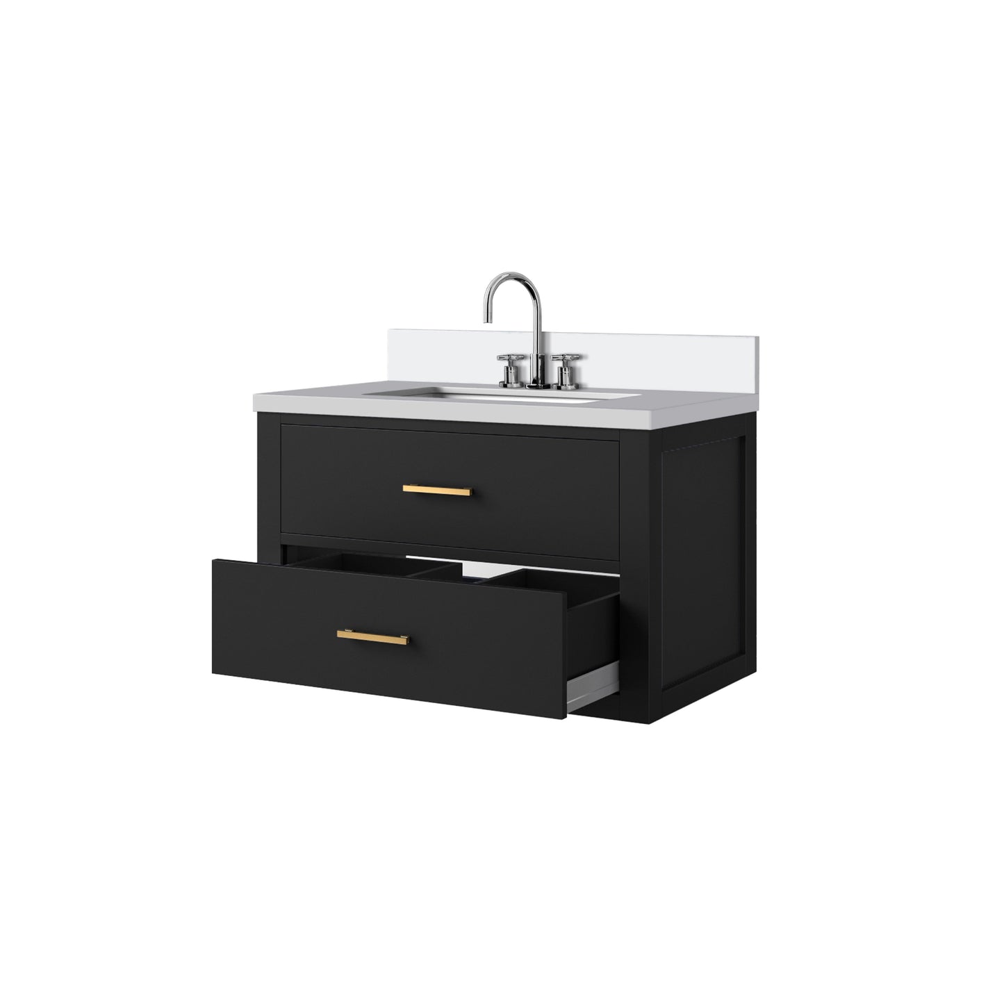 Castor 30 in W x 22 in D Black Double Bath Vanity