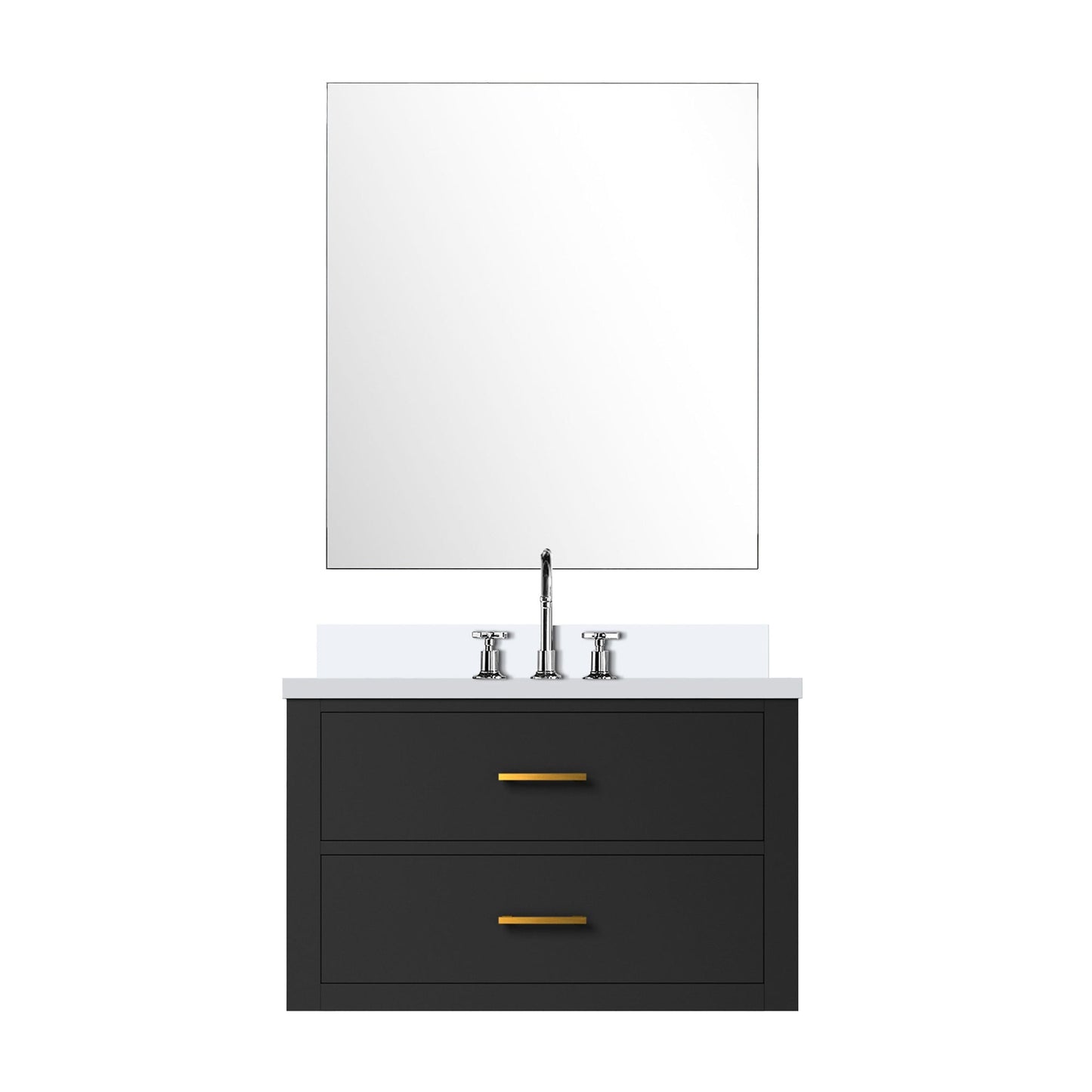 Castor 30 in W x 22 in D Black Single Bath Vanity