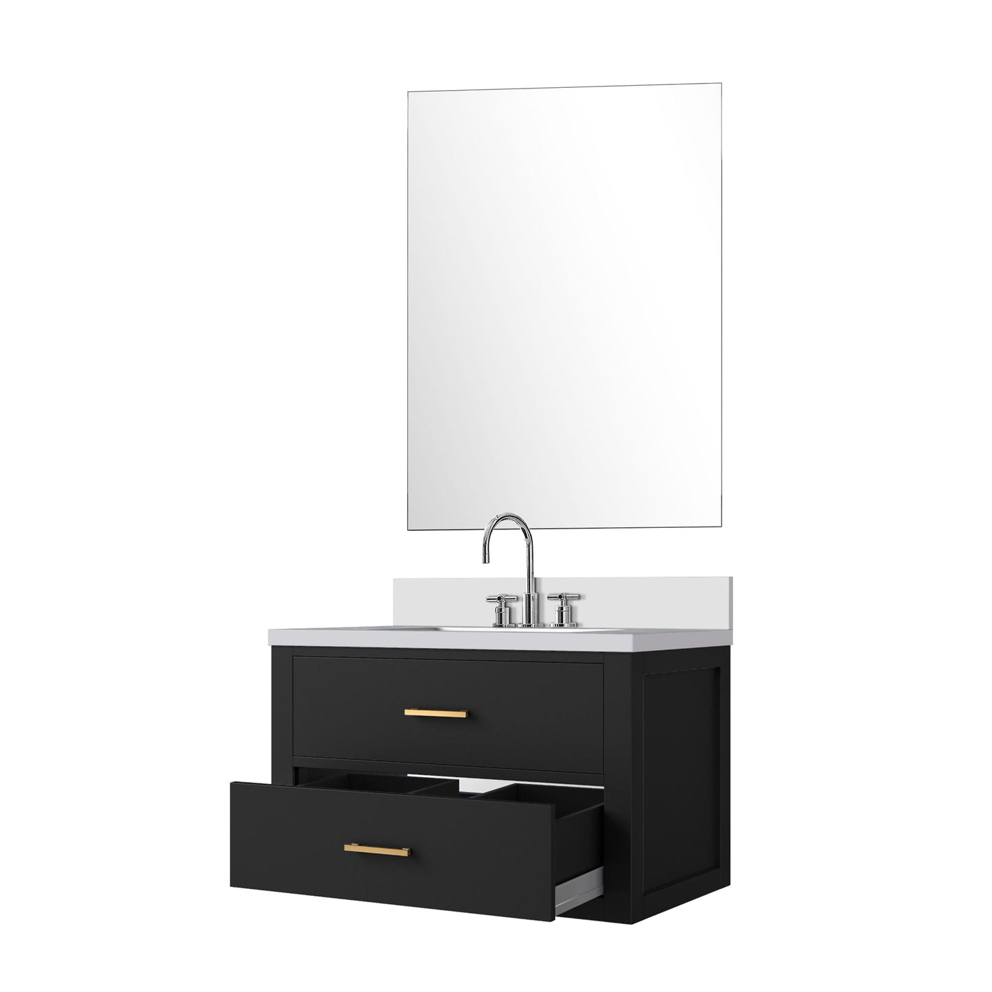 Castor 30 in W x 22 in D Black Single Bath Vanity