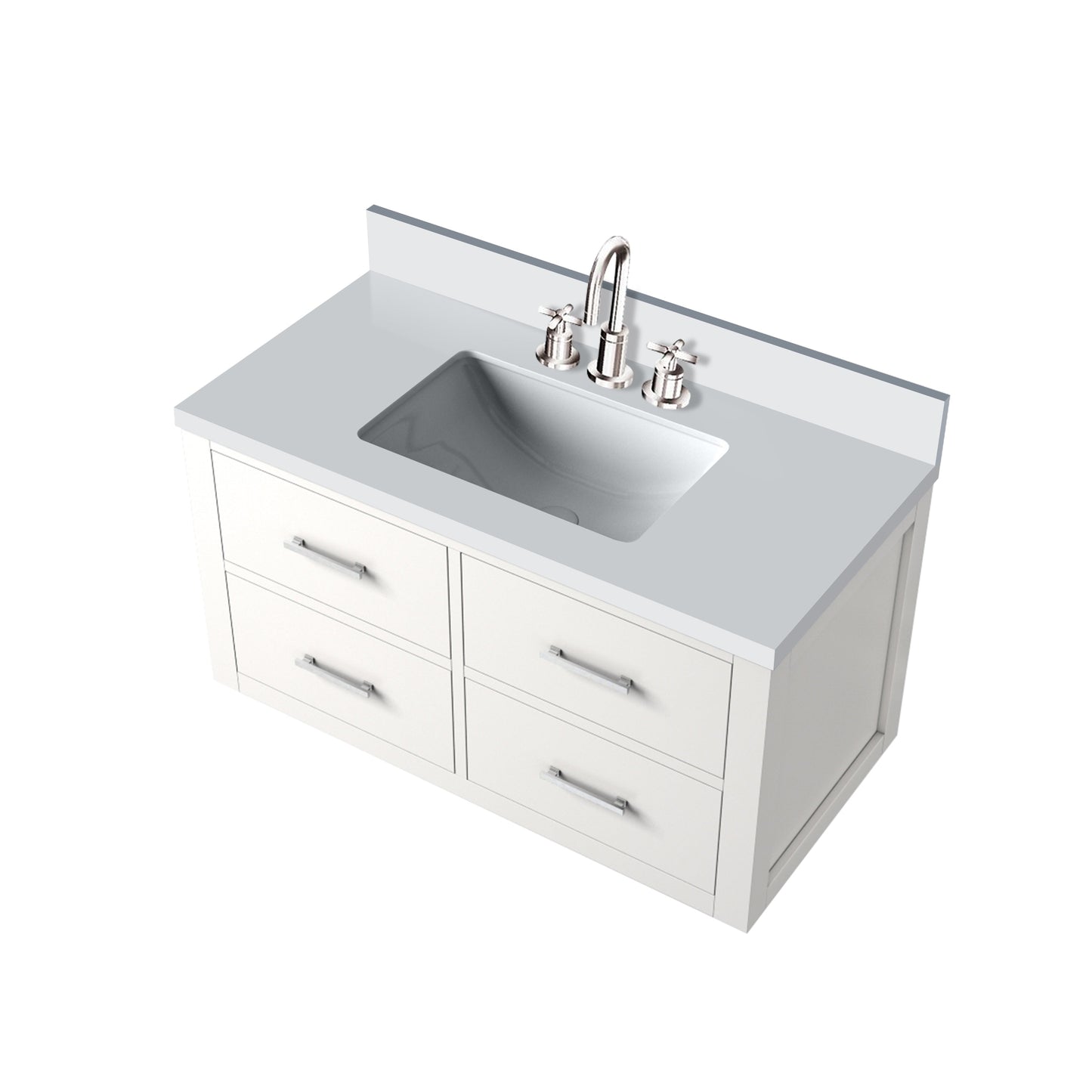 Castor 36 in W x 22 in D White Double Bath Vanity