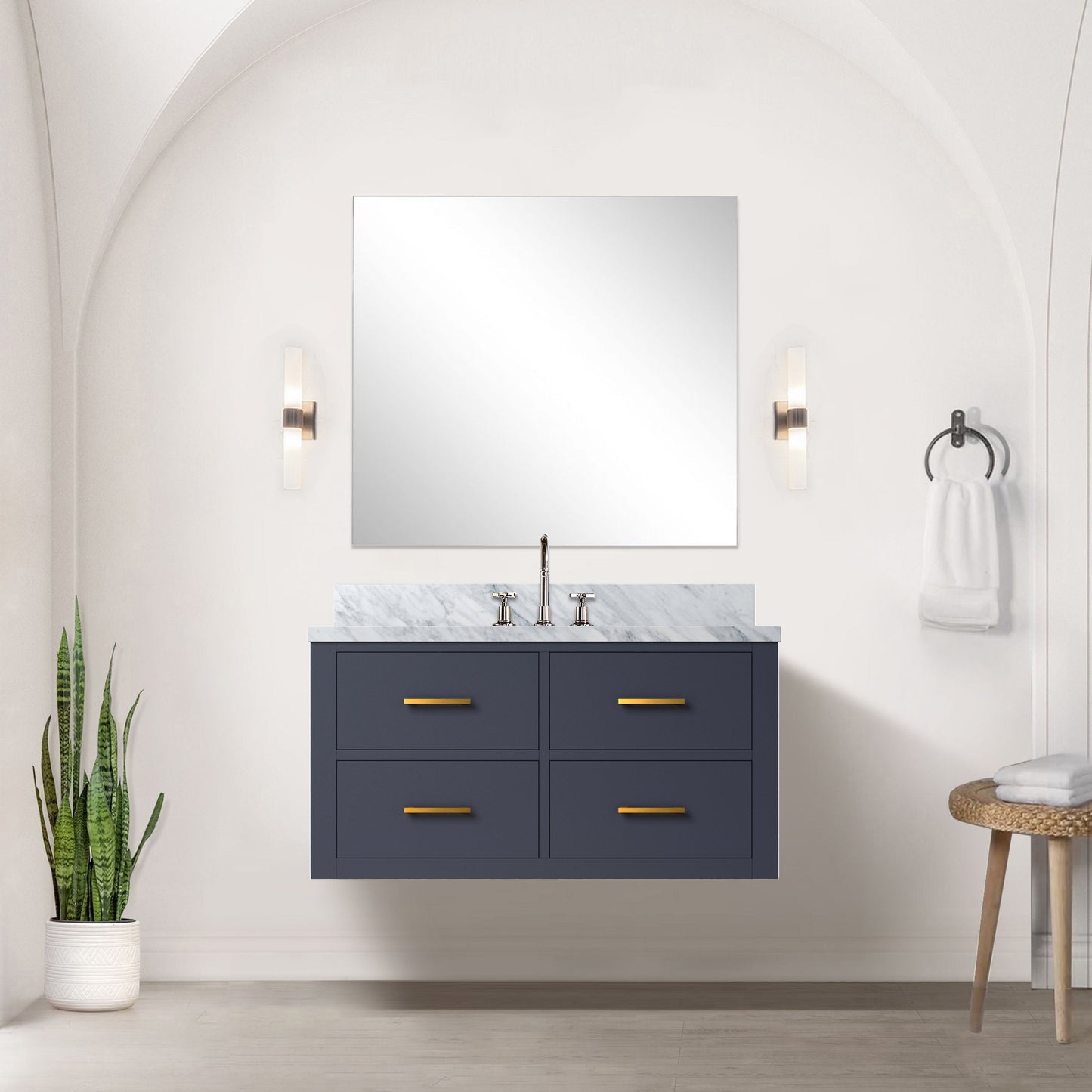 Castor 36 in W x 22 in D Blue Double Bath Vanity