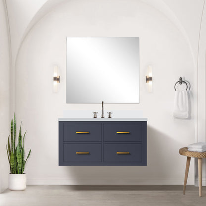 Castor 36 in W x 22 in D Blue Double Bath Vanity