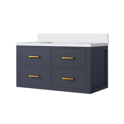 Castor 36 in W x 22 in D Blue Double Bath Vanity