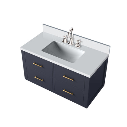 Castor 36 in W x 22 in D Blue Double Bath Vanity