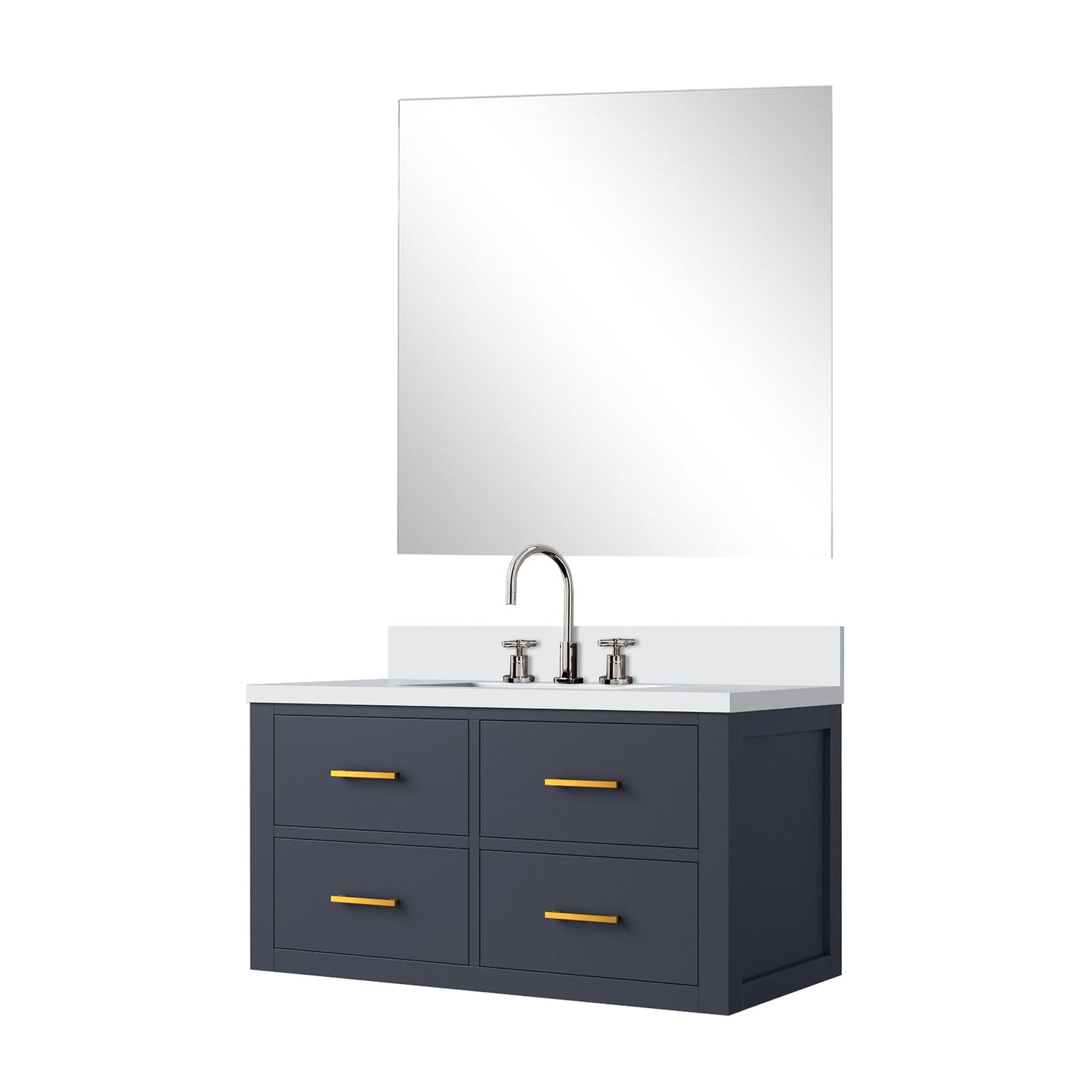 Castor 36 in W x 22 in D Blue Single Bath Vanity